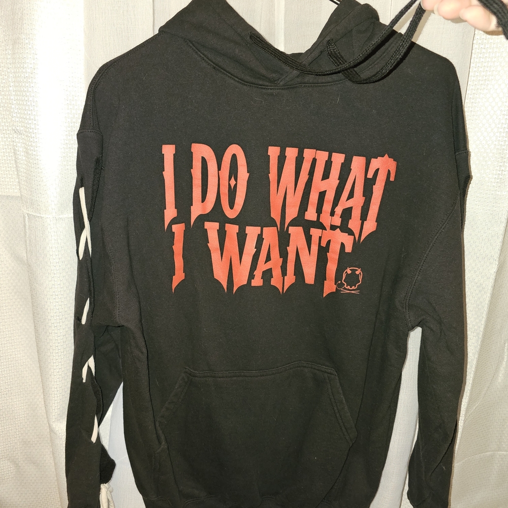 I Do What I Want Black Hoodie with Red Graphic